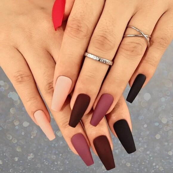 120pcs Mixed Color Matte Ballet Press-On Nails Medium Length - Picture 4 of 4